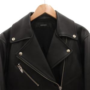 JOURNAL STANDARD シープレザー ビッグ ライダース ブルゾン 革ジャン ダブル ジップアップ F 黒 ブラック /FF