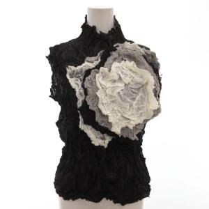 ホワイトレーベル カットソー ワッシャー加工 バラモチーフ 2 ホワイト