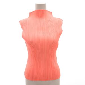 イッセイミヤケ カットソー プリーツ ハイネック ノースリーブ ピンク系 /FF