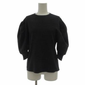 ニット カットソー パフスリーブ 五分袖 1 ブラック /UO