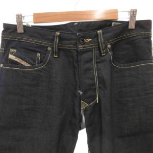 DIESEL adidas ADI LARKEE デニムパンツ ジーンズ ストレート イエローステッチ 30 紺 ネイビー