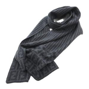 Maglia マフラー ストール ニット ズッカ柄 ストライプ ウール グレー 黒 /FF