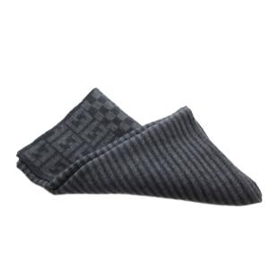 FENDI Maglia マフラー ストール ニット ズッカ柄 ストライプ ウール グレー 黒 /FF