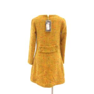VERSACE JEANS COUTURE タグ付き ツイードワンピース 長袖 ひざ丈 40 イエロー /UO AA