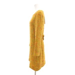 VERSACE JEANS COUTURE タグ付き ツイードワンピース 長袖 ひざ丈 40 イエロー /UO AA