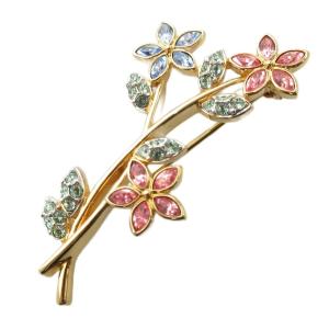 ブローチ 花 フラワーモチーフ ピンク ゴールドカラー /GV