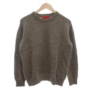 シェットランドウールクルーネックニット セーター 長袖 プルオーバー M 茶 ブラウン /GV