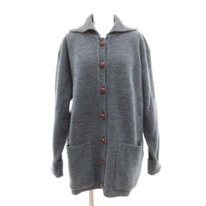 SPORT ヴィンテージ ミックスニット カーディガン 厚手 くるみボタン M ブルーグリーン系 /UO
