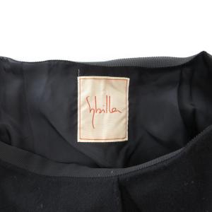 SYBILLA フレアスカート ひざ丈 タック ウール 刺繍 M 黒 ブラック 白 ホワイト /GV