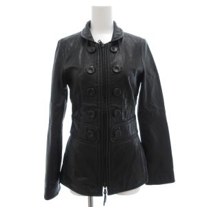 ラムレザージャケット ジップアップ シープスキン 羊革 38 黒 ブラック /GV