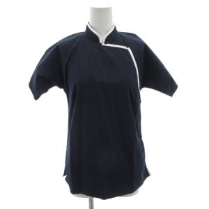 チャイナ調 カットソー 38 ネイビー ホワイト