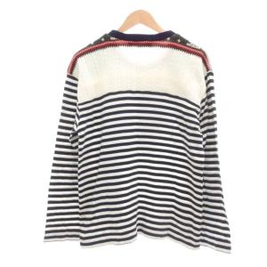 COMME des GARCONS EDITED AD2010 カットソー ニット切替 長袖 ボーダー L ネイビー ホワイト マルチカラー /UO