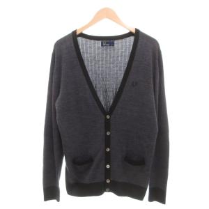 カーディガン ニット 長袖 エルボーパッチ XL ブルーグレー系 /UO