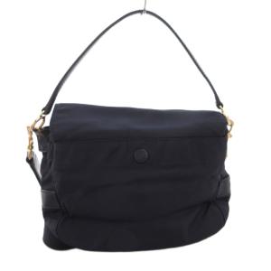TORY BURCH 2WAY ナイロンレザーショルダーバッグ ハンドバッグ ロゴ ベルト 紺 ネイビー /FF