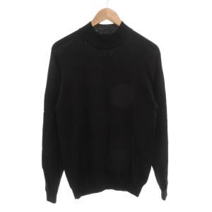 ニット セーター 長袖 薄手 モックネック M ウール 黒 ブラック /GV