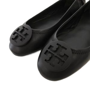 TORY BURCH バレエシューズ フラット ロゴプレート レザー 7.5 黒 ブラック /FF