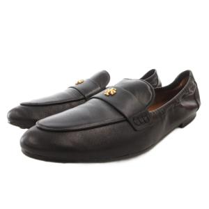 ローファー ドライビングシューズ フラット ロゴ レザー 7.5 黒 ブラック /FF