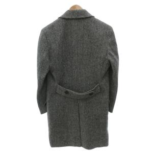 azabu tailor ハリスツイード チェスターコート ダブル チェンジポケット ヘリンボーン ロング 46 グレー /FF