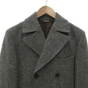 azabu tailor ハリスツイード チェスターコート ダブル チェンジポケット ヘリンボーン ロング 46 グレー /FF