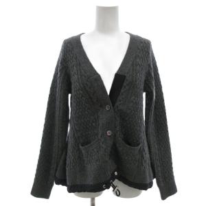 カーディガン ケーブル ニット ドローコード ウール 切替 1 グレー /FF