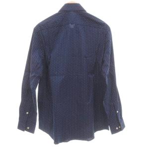 MICHAEL KORS タグ付き SLIMFIT STRETCH スリムフィット ストレッチ 長袖シャツ ドット柄 L ネイビー