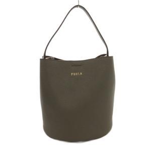 FURLA DANAE ダナエ バケットバッグ ショルダー 2way レザー ロゴ カーキ /FF
