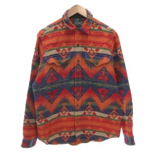POLO COUNTRY ヘビーフランネルシャツ ネイティブ柄 M オレンジ