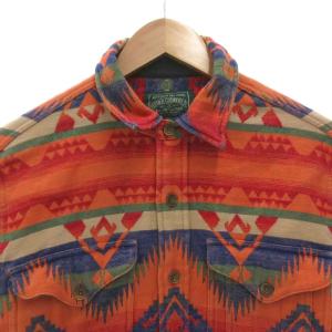RALPH LAUREN POLO COUNTRY ヘビーフランネルシャツ ネイティブ柄 M オレンジ