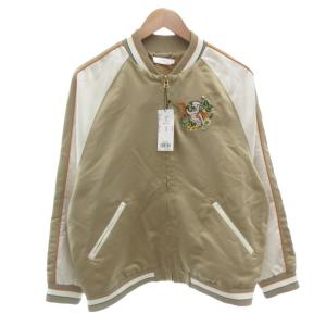 タグ付き フラワーカンフーラムチョップ スカジャン ジャケット ブルゾン 刺繍 S ベージュ /FF