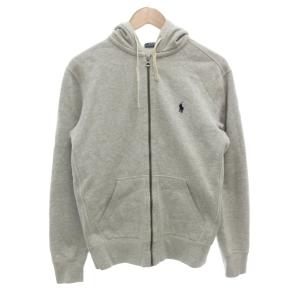 パーカー フーディ スウェット ジップアップ ロゴ刺繍 裏起毛 長袖 S グレー /FF