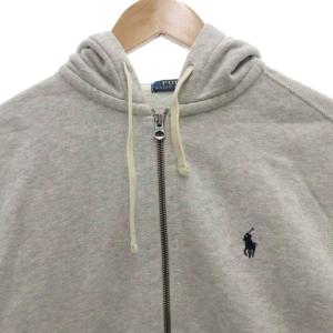 POLO RALPH LAUREN パーカー フーディ スウェット ジップアップ ロゴ刺繍 裏起毛 長袖 S グレー /FF