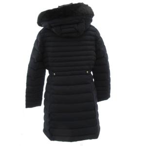 TOMMY HILFIGER 17AW ストレッチダウンコート フード ひざ丈 フェイクファー L 紺 ネイビー /FF
