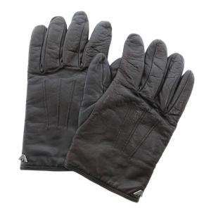 レザーグローブ 手袋 M 裏起毛 ロゴ ダークブラウン /GV