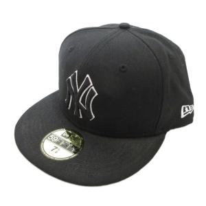 59FIFTY つば平キャップ 帽子 ニューヨークヤンキース ロゴ刺繍 ウール 7 5/8 黒 ブラック