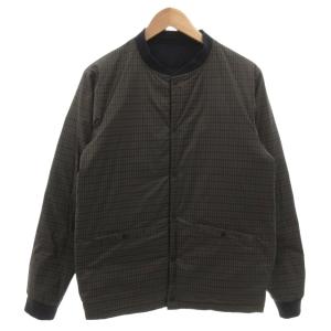 for SLOWEAR コラボ ダウンジャケット リバーシブル ブルゾン チェック M 紺 ネイビー ベージュ