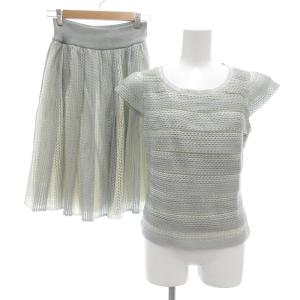 セットアップ カットソー フレアスカート イージー タック 40 レース切替 刺繍 グレー /GV