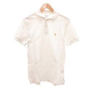 ポロシャツ 半袖 鹿の子 ロゴ M 白 ホワイト /JS