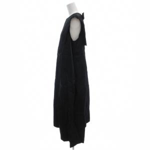 LANVIN en Bleu ノースリーブワンピース ロング バックリボン ナイロン 36 黒 ブラック /GV