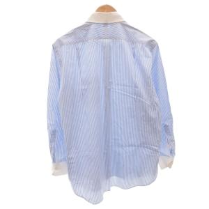 azabu tailor CUSTOM 2点 ワイシャツ ドレス 長袖 ストライプ 42 43 青 ブルー 白 ホワイト /FF
