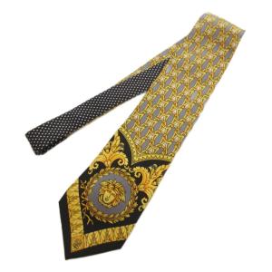 VERSACE ネクタイ スカーフ柄 メデューサ 絹 シルク 黒 マルチカラー /FF