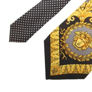 VERSACE ネクタイ スカーフ柄 メデューサ 絹 シルク 黒 マルチカラー /FF