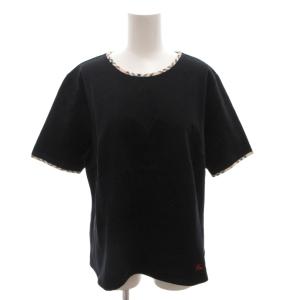 Tシャツ カットソー 半袖 ノバチェック クルーネック ロゴ刺繍 F 黒 ブラック /FF