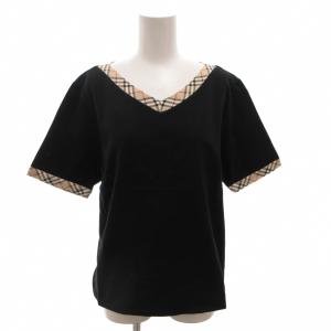 Tシャツ カットソー 半袖 ノバチェック Vネック ホースロゴ刺繍 F 黒 ブラック /FF