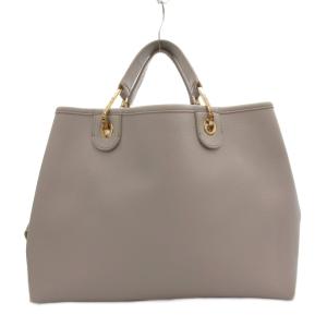 EMPORIO ARMANI MyEA ショッパーバッグ ハンドバッグ 2WAY ロゴ レザー グレー /FF