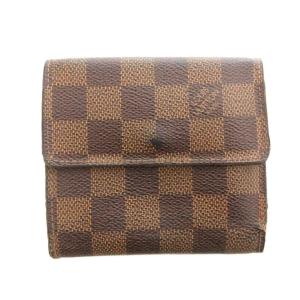 LOUIS VUITTON ダミエ ポルトモネ 三つ折り財布 ウォレット コンパクト 総柄 PVC レザー 茶 ブウラン N61652