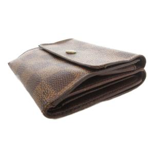LOUIS VUITTON ダミエ ポルトモネ 三つ折り財布 ウォレット コンパクト 総柄 PVC レザー 茶 ブウラン N61652
