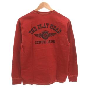 THE FLAT HEAD FLYING WHEEL Tシャツ ロンT 長袖 THCボディ 3本針の1本外し 40 ライトレッド 赤