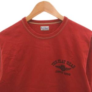 THE FLAT HEAD FLYING WHEEL Tシャツ ロンT 長袖 THCボディ 3本針の1本外し 40 ライトレッド 赤