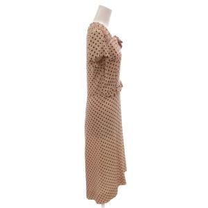 PRADA ワンピース リボン ドット シルク ロング丈 半袖 42 ピンク /FF