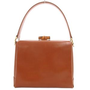 GUCCI オールド ヴィンテージ バンブー ハンドバッグ 2WAY レザー ブラウン 000 33 0175
